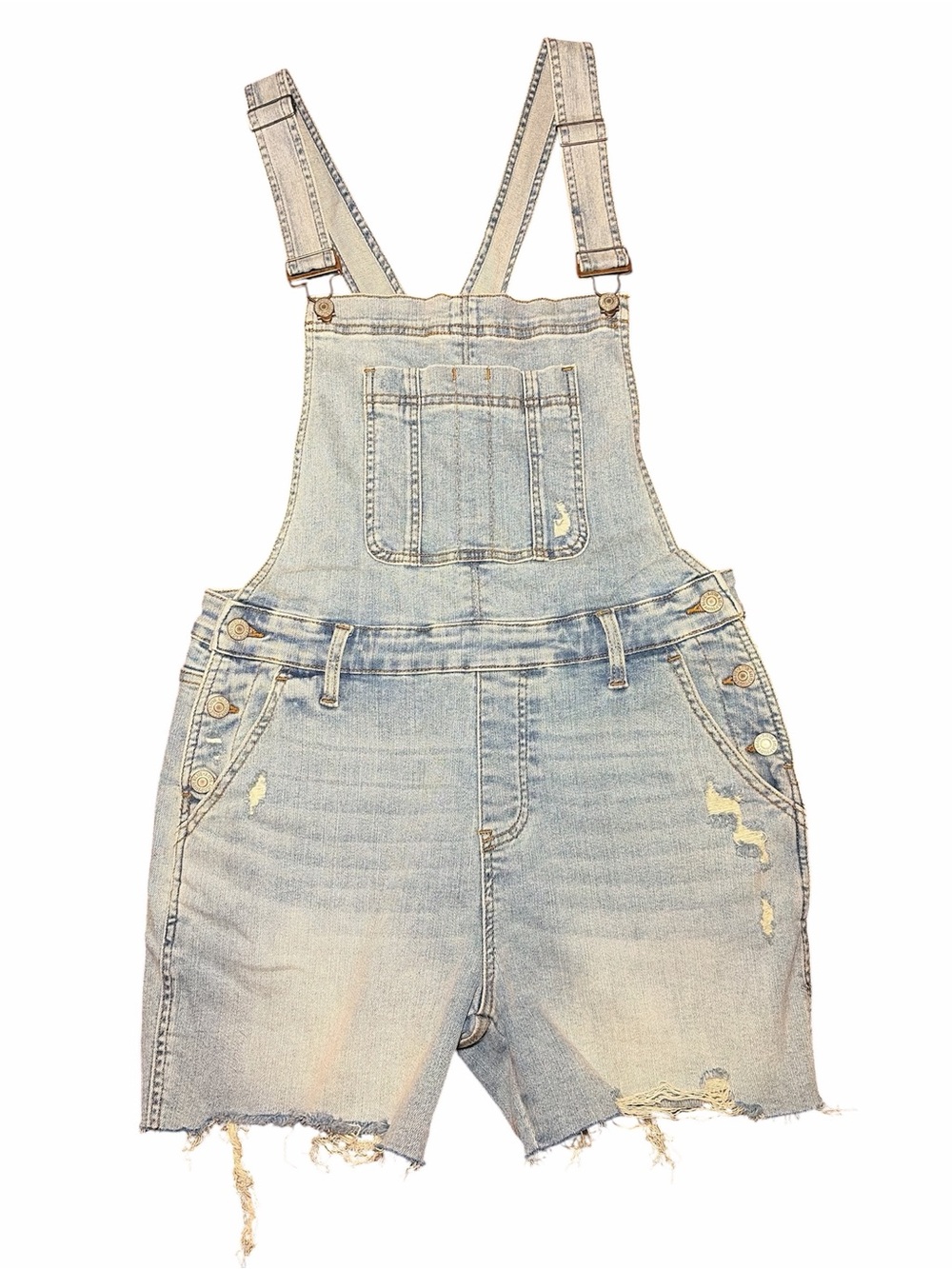 NWT Judy Blue Light Wash Distressed Denim Short Overalls